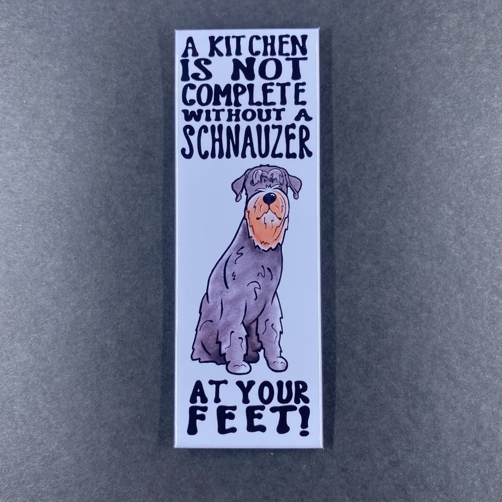 Schnauzer Dog Magnet, Handmade Pet Portrait Art Decor Collectible Gift 1.5x4.5"